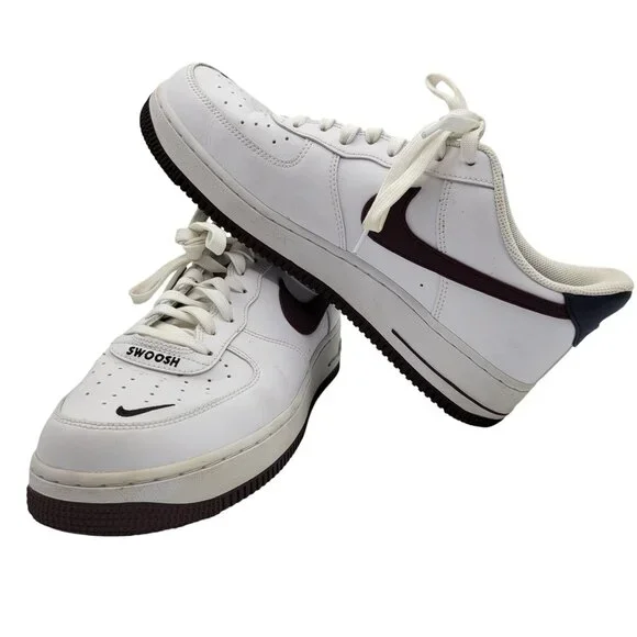 Nike Air Force 1 CJ8731 100 Low Mens Sneakers Size 10 White & Maroon - Picture 1 of 16